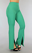 BF2023 Groene Flared Pantalon met Splitjes