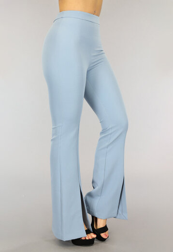 SALE80 Lichtblauwe Flared Pantalon met Splitjes