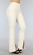 Beige Flared Pantalon met Splitjes