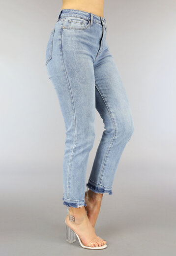 Lichtblauwe High Waist Jeans Jegging met Wassing 