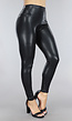 Zwarte Lederlook Legging met Crocoprint