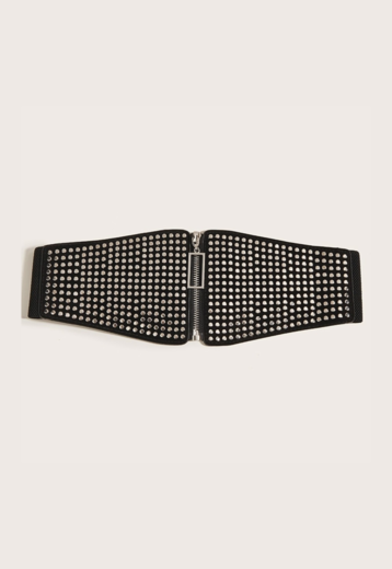 OP=OP.14.AV Zwarte Lederlook Studs Tailleriem