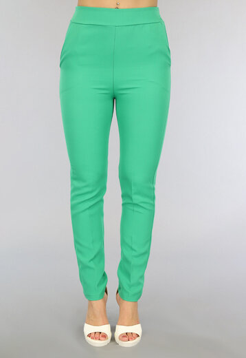 SALE80 Basic Groene Pantalon met Zakken