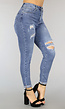 Blauwe Regular Fit Jeans met Scheuren