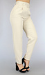 Beige High Waist Pantalon met Riem