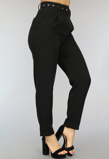 Zwarte High Waist Pantalon met Riem