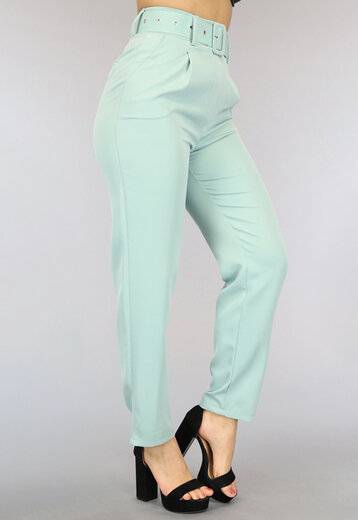 BF2023 Mintgroene High Waist Pantalon met Riem