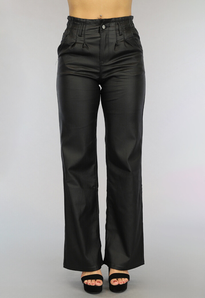 Wide Leg Paperbag Leatherlook Broek