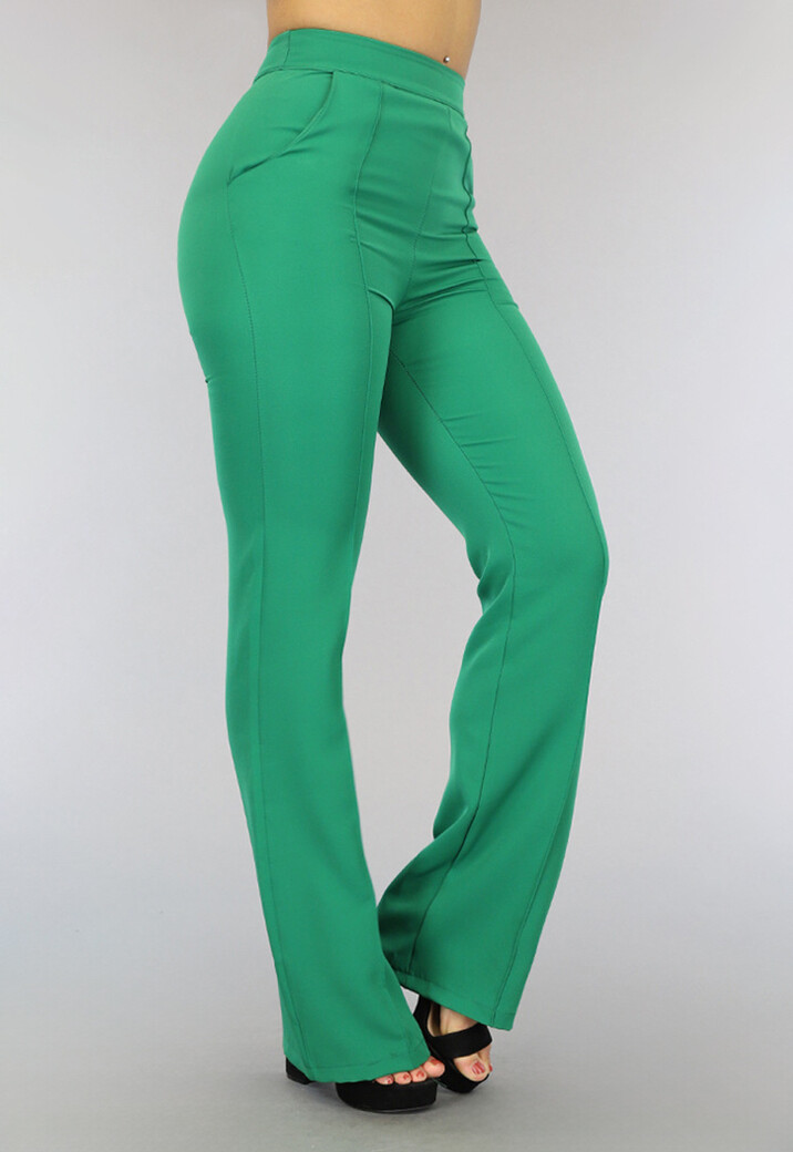 Basic Groene Flared Pantalon