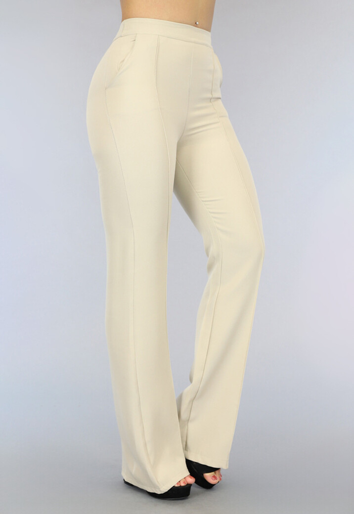 Basic Beige Flared Pantalon