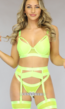 Neon Geel 5-Delig Mesh Lingerie Setje
