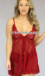 BF2023 Wijnrode Mesh Babydoll met Kant en Ruches