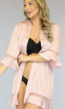 Lichtroze Satin Kimono met Plooitjes