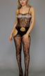 Zwarte Bodystocking met High Cut Jarretel-Look