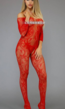 Rode Visnet Bodystocking met Motief