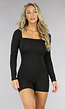 Zwarte Basic Longsleeve Playsuit