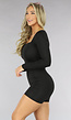 Zwarte Basic Longsleeve Playsuit