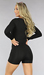 Zwarte Basic Longsleeve Playsuit