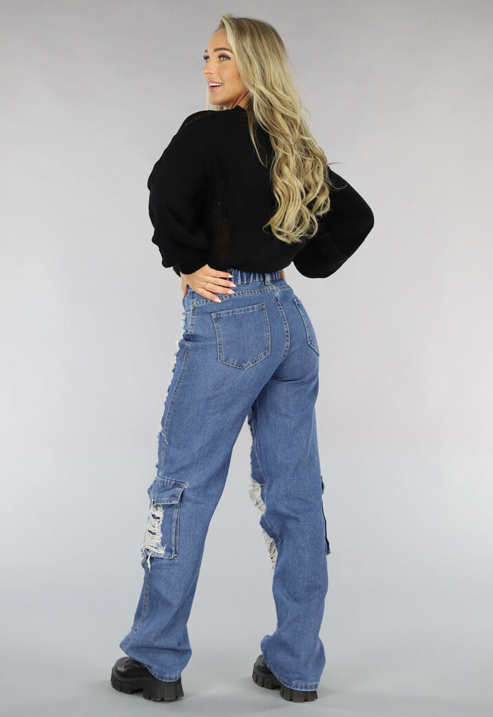 Denim Cargo Ripped Jeans