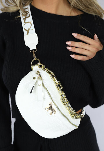 OP=OP.18.NL Witte Croco Horse Crossbody Tas