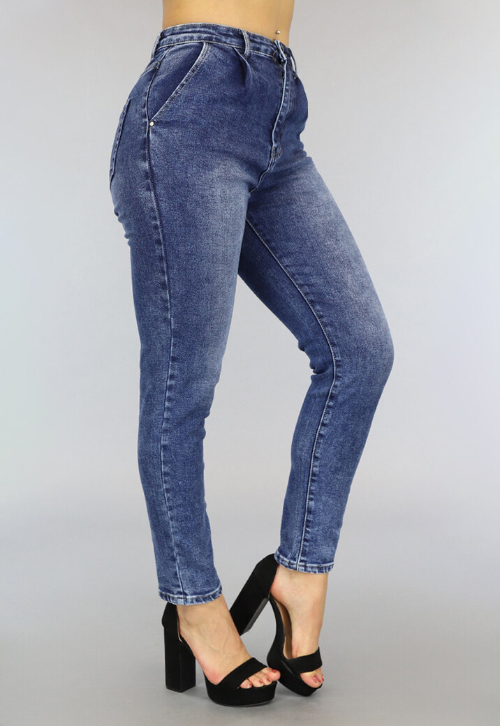 High Waist Slim Fit Jeans met Wassing