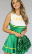 Groen Cheerleader Kostuum met Bijpassende Pompoms