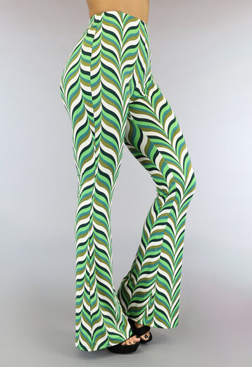 Groene Retro Tall Broek met Flair Pijpen
