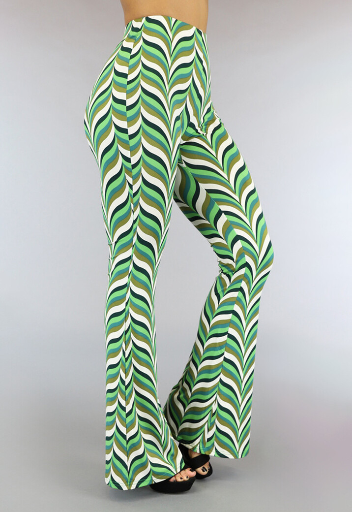 Groene Retro Broek met Flair Pijpen