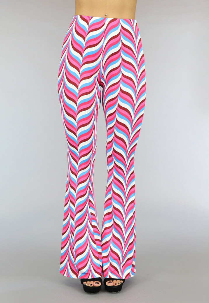 Roze Retro Broek met Flair Pijpen