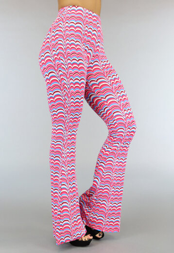 BF2023 Roze Retro Flair Broek met Wijde Pijpen