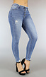 Lichte Skinny Jeans met rafels en Krassen