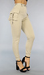 Lange Beige Aansluitende Cargo Broek
