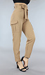 Camel Cargo Pantalon met Ruches en Tailleband