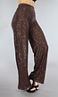 Bruine Pailletten Broek met Straight Leg