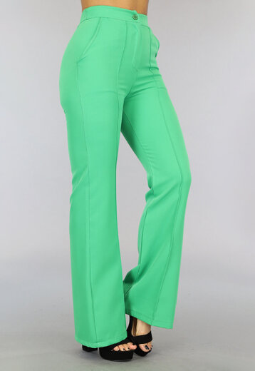 SALE80 Groene Pantalon met Flair Pijpen