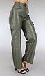 Groene Straight leg Lederlook Cargo