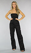 Zwarte Strapless Cargo Jumpsuit