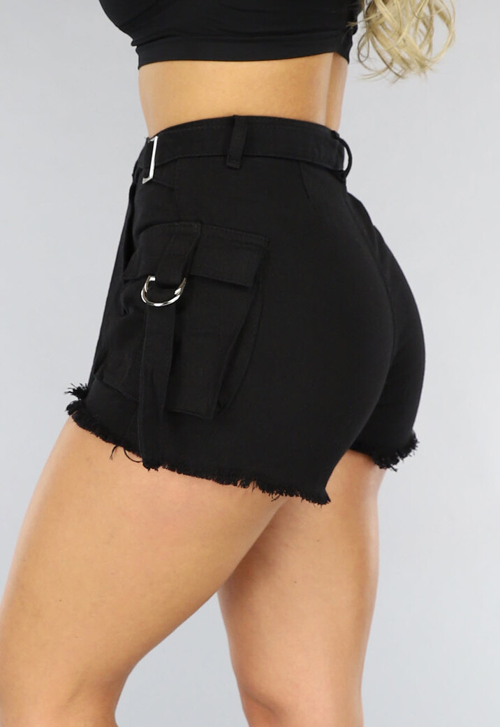 Zwarte Cargo Overslag Skort