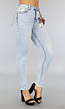 High Waist Push Up Jeans met Knopen en Uitsnede