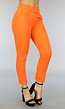 Oranje Aansluitende Pantalon met Riem
