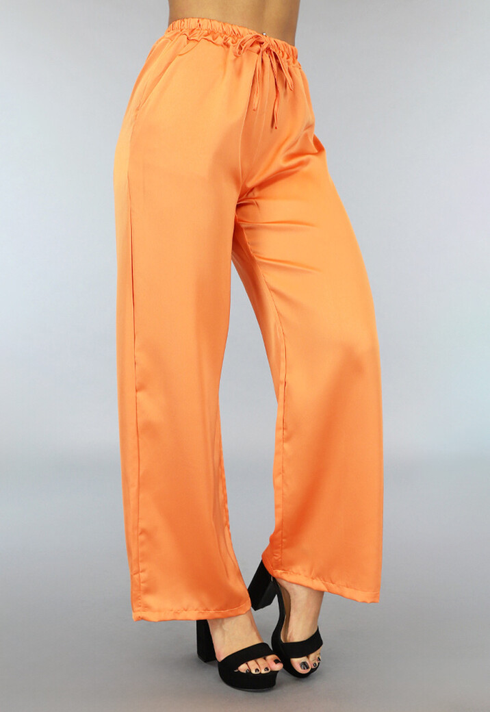 Oranje Satin Wide Leg Palazzo Broek