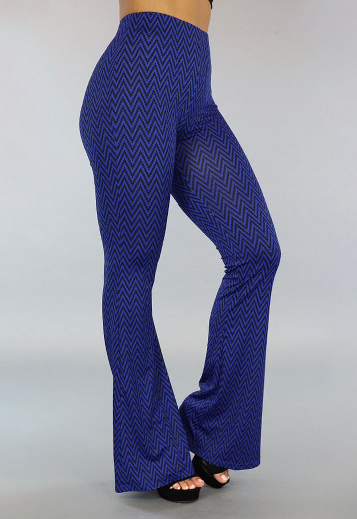 Stretchy Flared Legging Zigzag Blauw