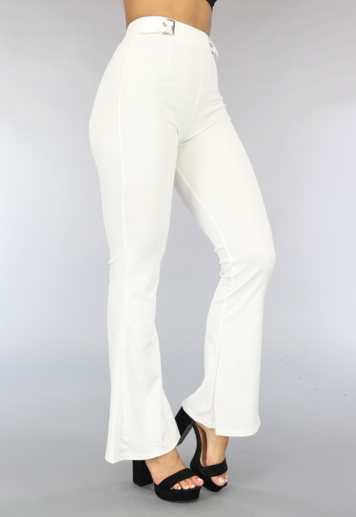 Witte Flair Broek met Gesp Details