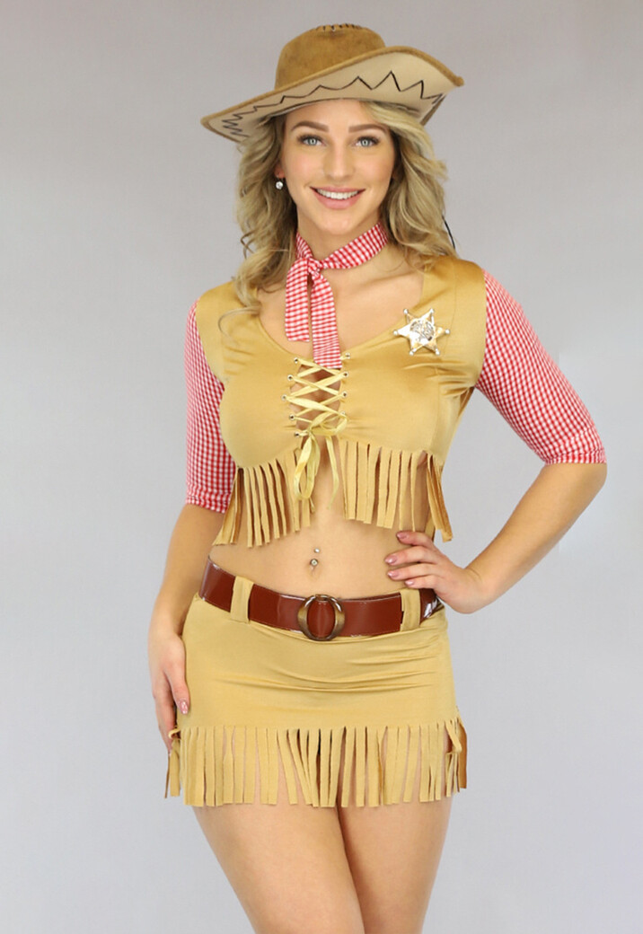 Kort Cowgirl Sheriff Kostuum