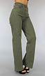 Groene High Waist Straight Leg Jeans