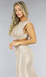 Champagne Sparkly Two Piece Set met Maxi Rok