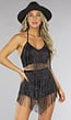 Zwarte Glitter Fringe Two Piece