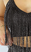 Zwarte Glitter Fringe Two Piece