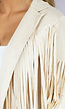 Beige Suèdelook Jas met Fringe Details