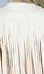 Beige Suèdelook Jas met Fringe Details